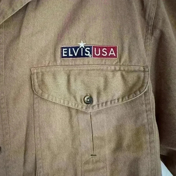 Rare VTG Elvis USA Elvis Presley Exclusively Graceland Shirt Button Military Med - Picture 2 of 7